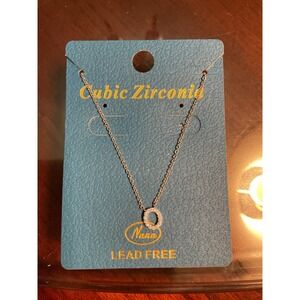 Nana Cubic Zirconia Circle Pendant Necklace Rose Gold Tone Lead Free N2121ORH‎